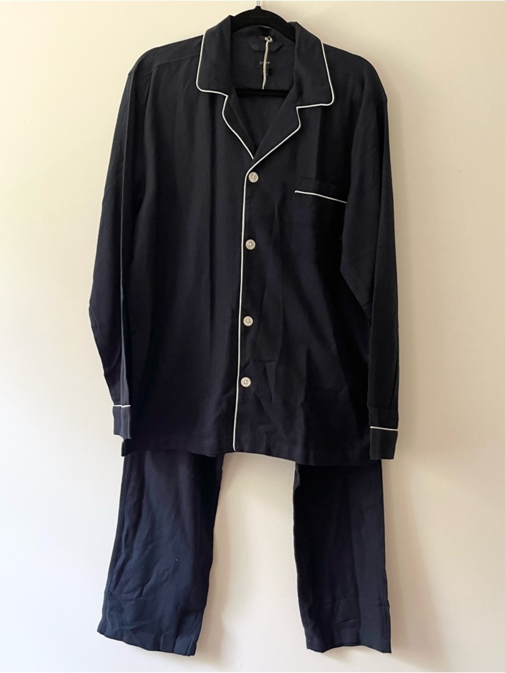 Men's J. Crew Flannel Pajama Set Large Navy Blue Cotton
